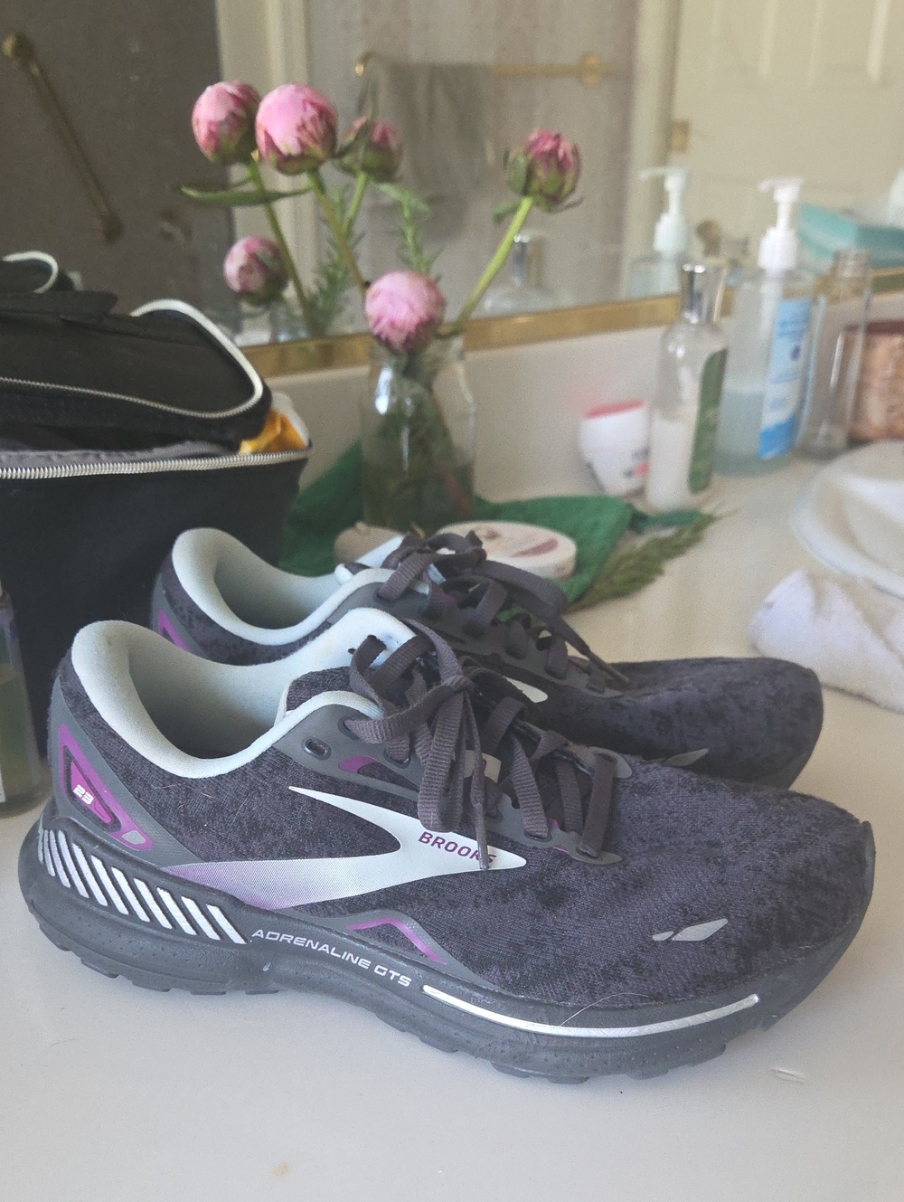 Brooks Women's Sneakers — Charcoal with Purple Accents - Picture 1 of 9
